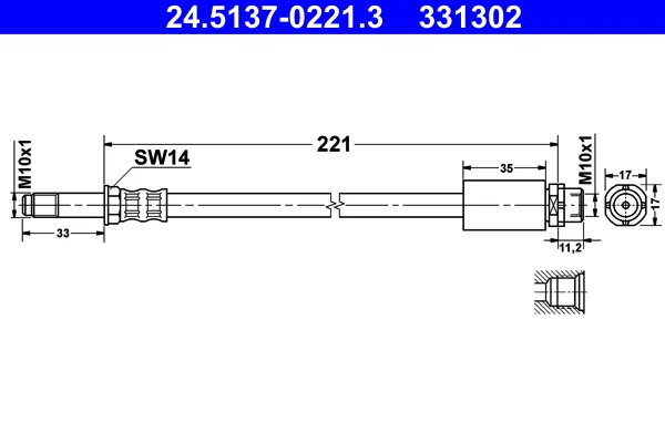 Prezzo Basso ATE 24.5137-0221.3 - Flessibile del freno ATP Autoricambi