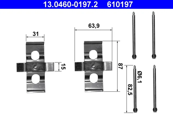 ATE 13.0460-0197.2 - Kit accessori, Pastiglia freno ATP Autoricambi Solo Oggi