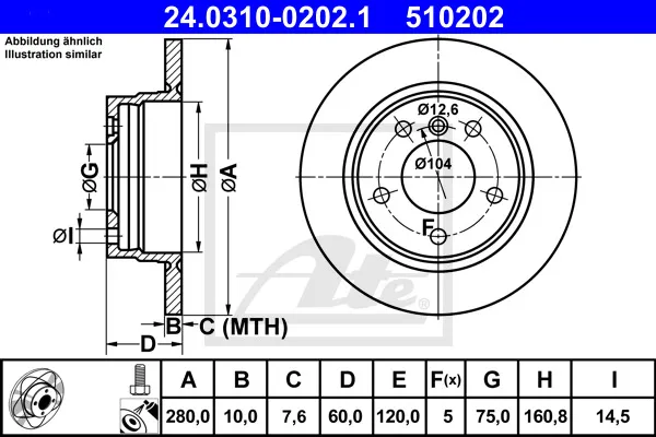 ATE 24.0310-0202.1 - 2x disco freno asse posteriore completo ATP Autoricambi Offerta Limitata