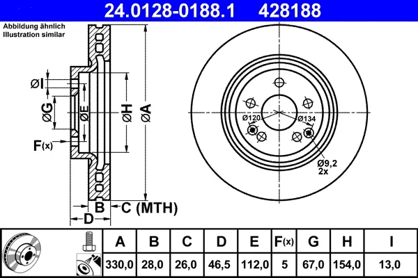 ATE 24.0128-0188.1 - 2x disco freno ATP Autoricambi Saldi
