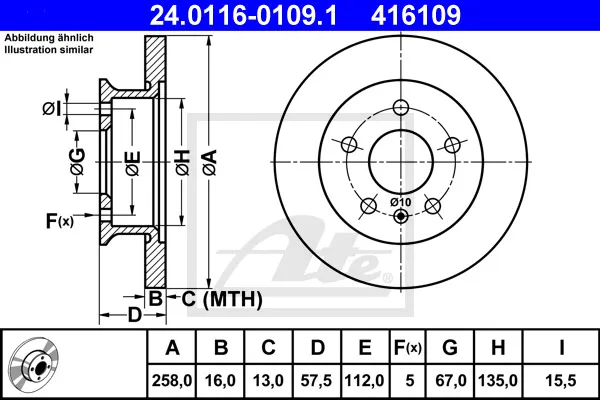 Spedizione Espresso ATE 24.0116-0109.1 - 2x disco freno asse anteriore completo ATP Autoricambi