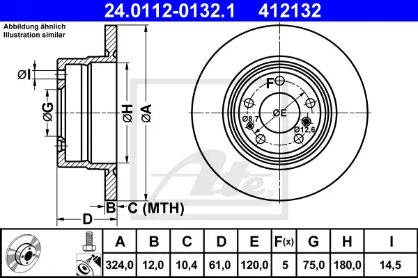 Reso Gratuito ATE 24.0112-0132.1 - 2x disco freno ATP Autoricambi