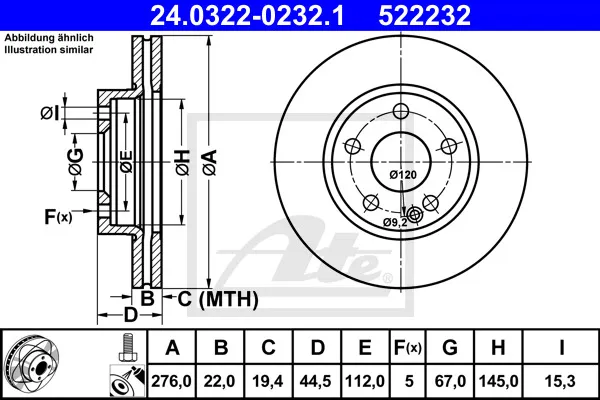 Offerta Limitata ATE 24.0322-0232.1 - 2x disco freno ATP Autoricambi