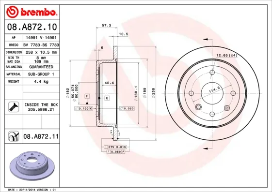 BREMBO 08.A872.11 - 2x disco freno ATP Autoricambi Quantità Limitata