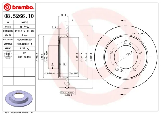 BREMBO 08.5266.10 - 2x disco freno ATP Autoricambi Promozione Esclusiva