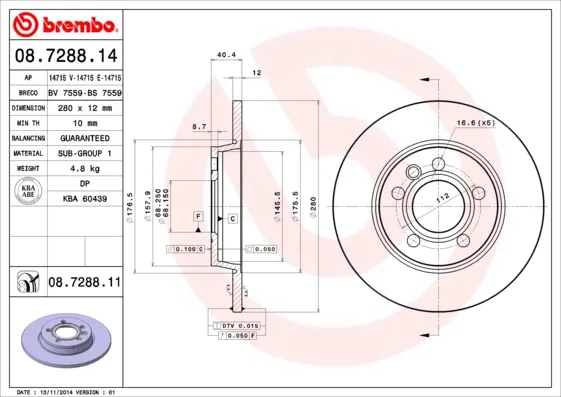 A Buon Prezzo BREMBO 08.7288.11 - 2x disco freno ATP Autoricambi