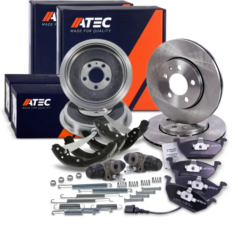 Professionale ATEC 40581052 - Set completo dischi freno+ganasce freno anteriori+posteriori ATP Autoricambi