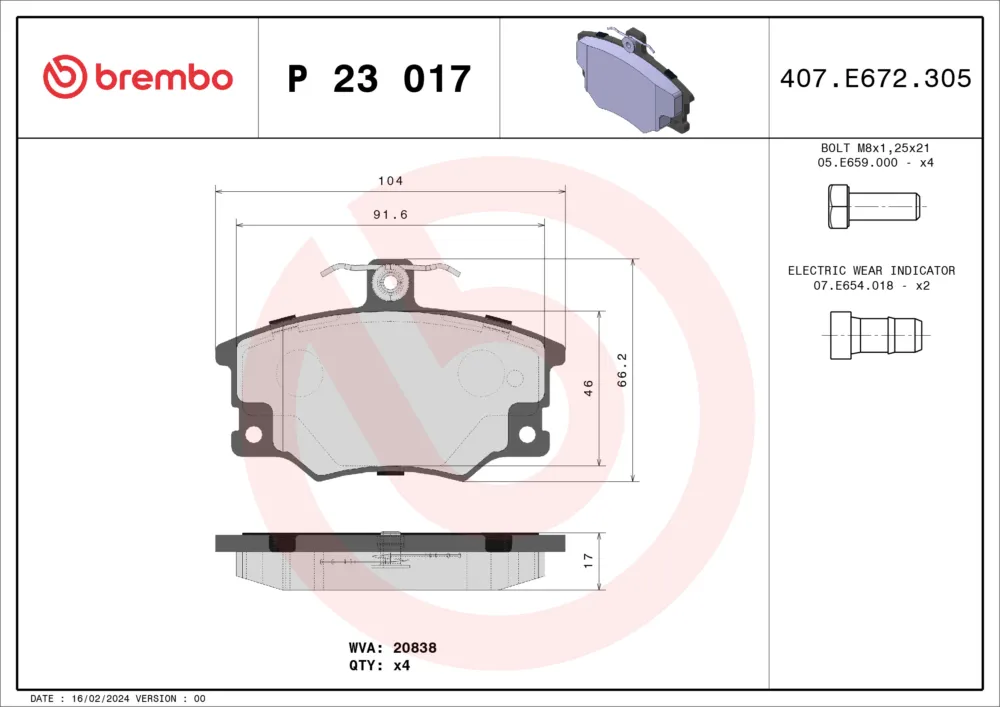 Nuova Collezione BREMBO P 23 017 - Kit pastiglie freno, Freno a disco ATP Autoricambi