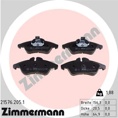 ZIMMERMANN 21576.205.1 - Kit pastiglie freno, Freno a disco ATP Autoricambi Soddisfatti O Rimborsati