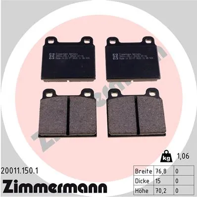 Compra Adesso ZIMMERMANN 20011.150.1 - Kit pastiglie freno, Freno a disco ATP Autoricambi