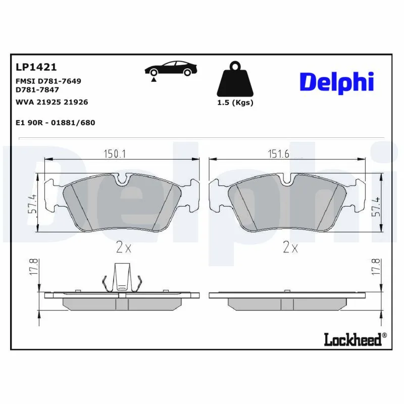 Economico DELPHI LP1421 - Kit pastiglie freno, Freno a disco ATP Autoricambi