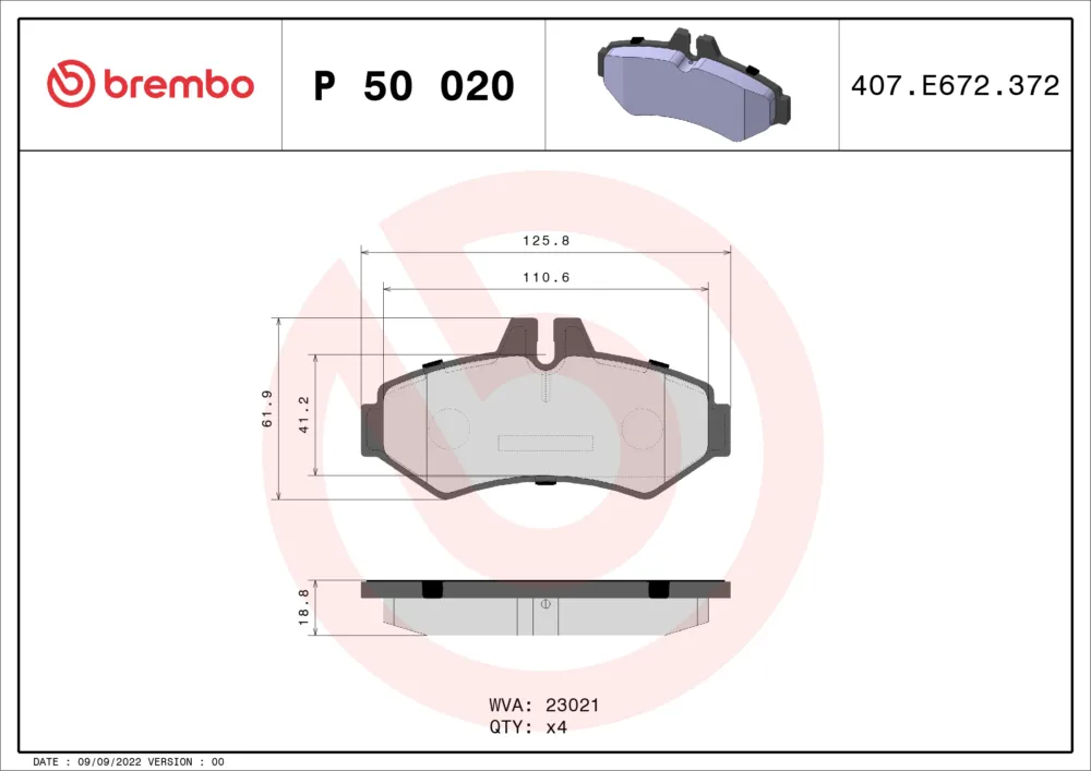 BREMBO P 50 020 - Kit pastiglie freno, Freno a disco ATP Autoricambi Promozione Esclusiva