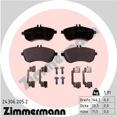 ZIMMERMANN 24306.205.2 - Kit pastiglie freno, Freno a disco ATP Autoricambi Occasione Imperdibile