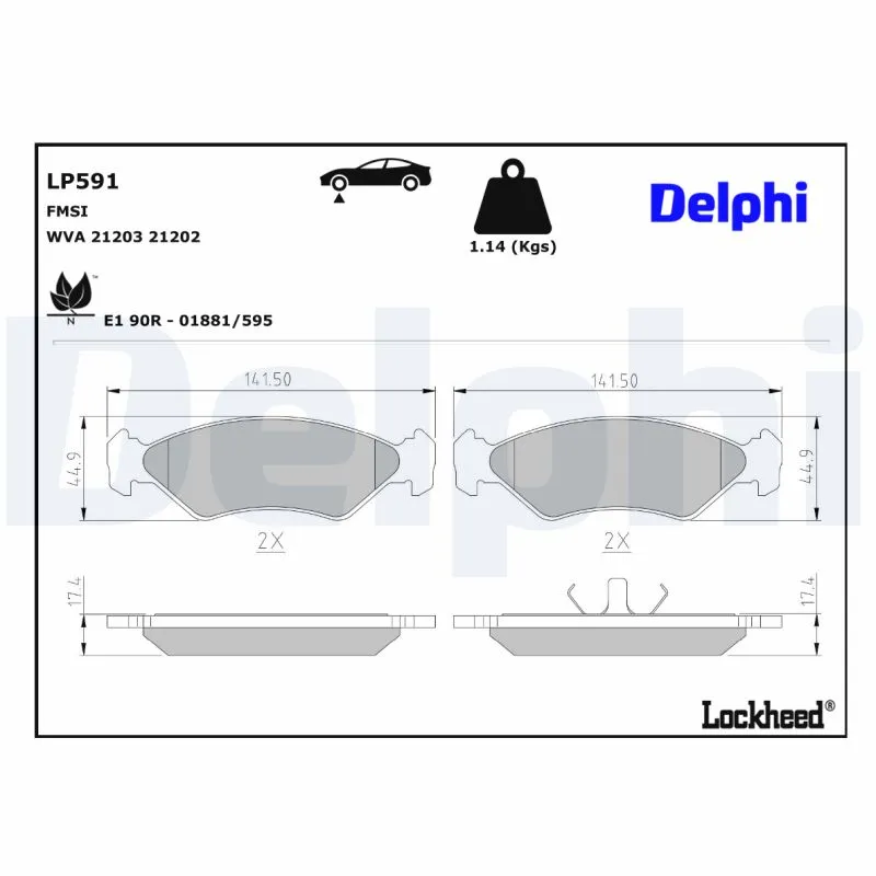 DELPHI LP591 - Kit pastiglie freno, Freno a disco ATP Autoricambi Occasione