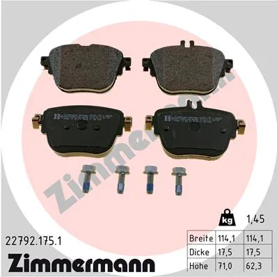 ZIMMERMANN 22792.175.1 - Kit pastiglie freno, Freno a disco ATP Autoricambi A Buon Prezzo