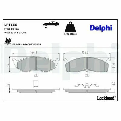 Nuovo Arrivo DELPHI LP1166 Kit Pastiglie Freno, Freno a Disco