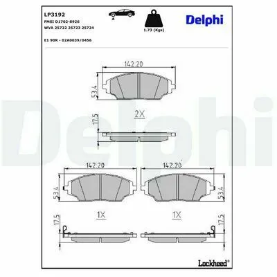 Must-Have DELPHI LP3192 Kit Pastiglie Freno, Freno a Disco