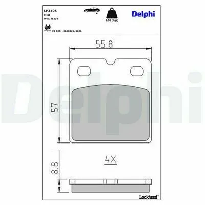 DELPHI LP3405 Kit Pastiglie Freno, Freno a Disco Prezzo Ridotto