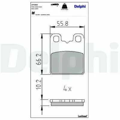 DELPHI LP3382 Kit Pastiglie Freno, Freno di Stazionamento a Disco Non Perdere