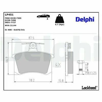 DELPHI LP451 Kit Pastiglie Freno, Freno a Disco Prezzo Ridotto