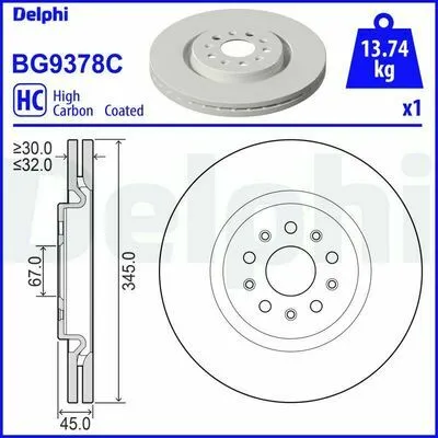 DELPHI BG9378C Disco Freno Professionale