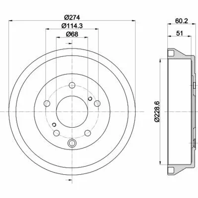 HELLA 8DT 355 303-311 Tamburo Freno Prezzo Scontato