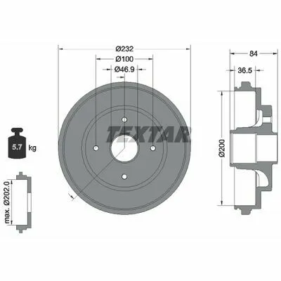 TEXTAR 94049400 Tamburo Freno Nuova Collezione