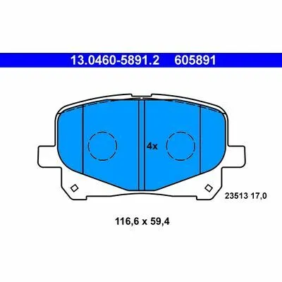Esclusivo ATE 13.0460-5891.2 Kit Pastiglie Freno, Freno a Disco