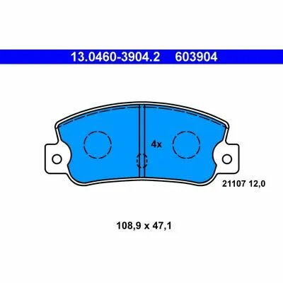 Reso Gratuito ATE 13.0460-3904.2 Kit Pastiglie Freno, Freno a Disco