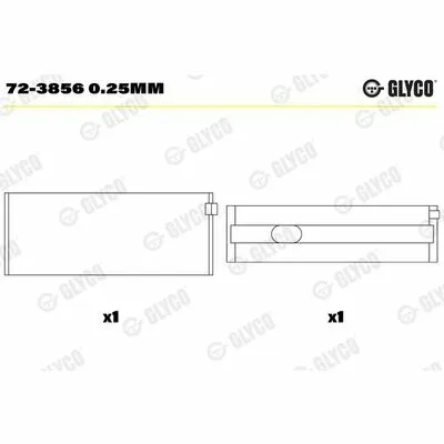Occasione Imperdibile GLYCO 72-3856 0.25mm Semicuscinetto Albero a Gomiti