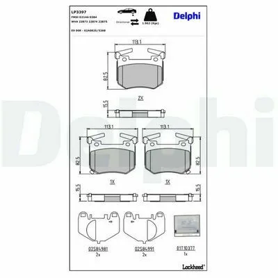 Offerta Lampo DELPHI LP3397 Kit Pastiglie Freno, Freno a Disco