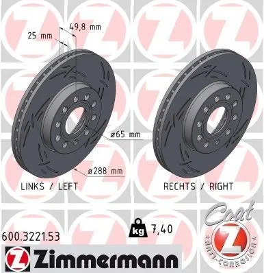 Spedizione Espresso ZIMMERMANN 600.3221.53 Disco freno