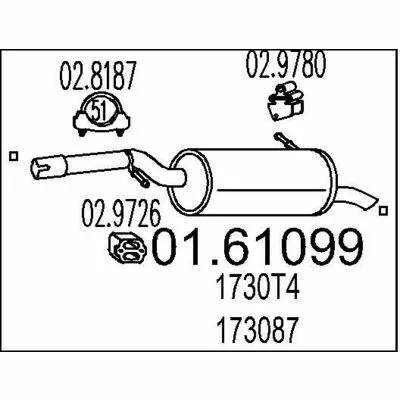 Ultime Pezzi MTS 01.61099 Silenziatore Posteriore