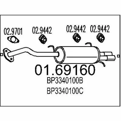 Prezzo Di Fabbrica MTS 01.69160 Silenziatore Posteriore