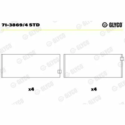 GLYCO 71-3869/4 STD Semicuscinetto di Testa Della Biella Ultimissimo Modello