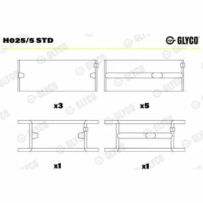 GLYCO H025/5 STD Semicuscinetto Albero a Gomiti Offerta Del Giorno