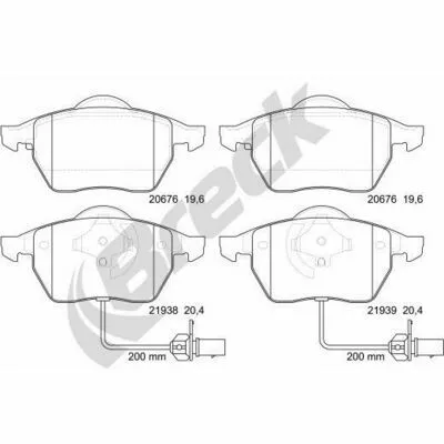 Ultimissimo Modello BRECK 21938 00 701 10 Kit Pastiglie Freno, Freno a Disco