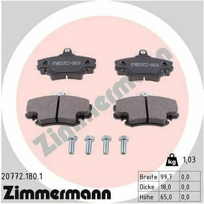 ZIMMERMANN 20772.180.1 Kit Pastiglie Freno, Freno a Disco Occasione