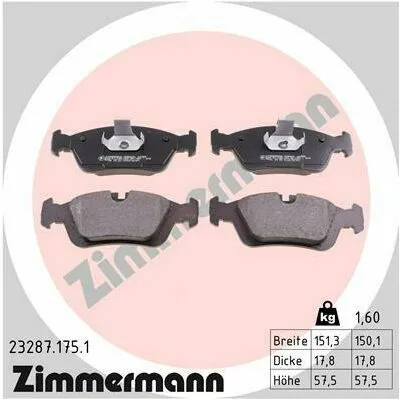Quantità Limitata ZIMMERMANN 23287.175.1 Kit Pastiglie Freno, Freno a Disco