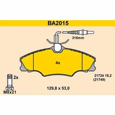 BARUM BA2015 Kit Pastiglie Freno, Freno a Disco Offerta Del Giorno