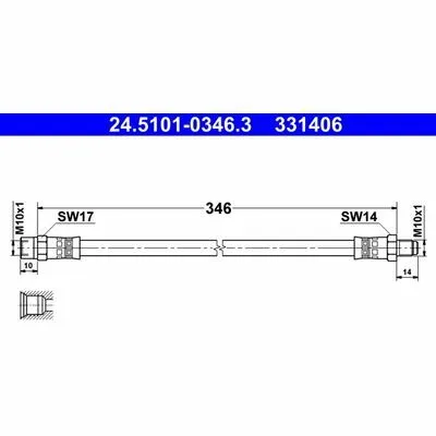 ATE 24.5101-0346.3 Flessibile del Freno Novità