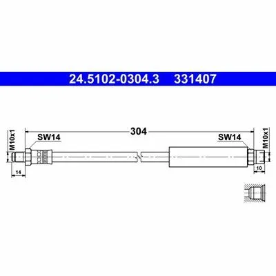 ATE 24.5102-0304.3 Flessibile del Freno Ultimissimo Modello