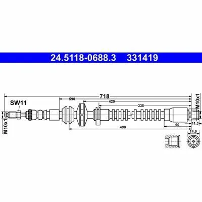 Consegna Rapida ATE 24.5118-0688.3 Flessibile del Freno