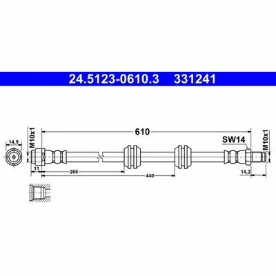 ATE 24.5123-0610.3 Flessibile del Freno Prezzo Di Fabbrica